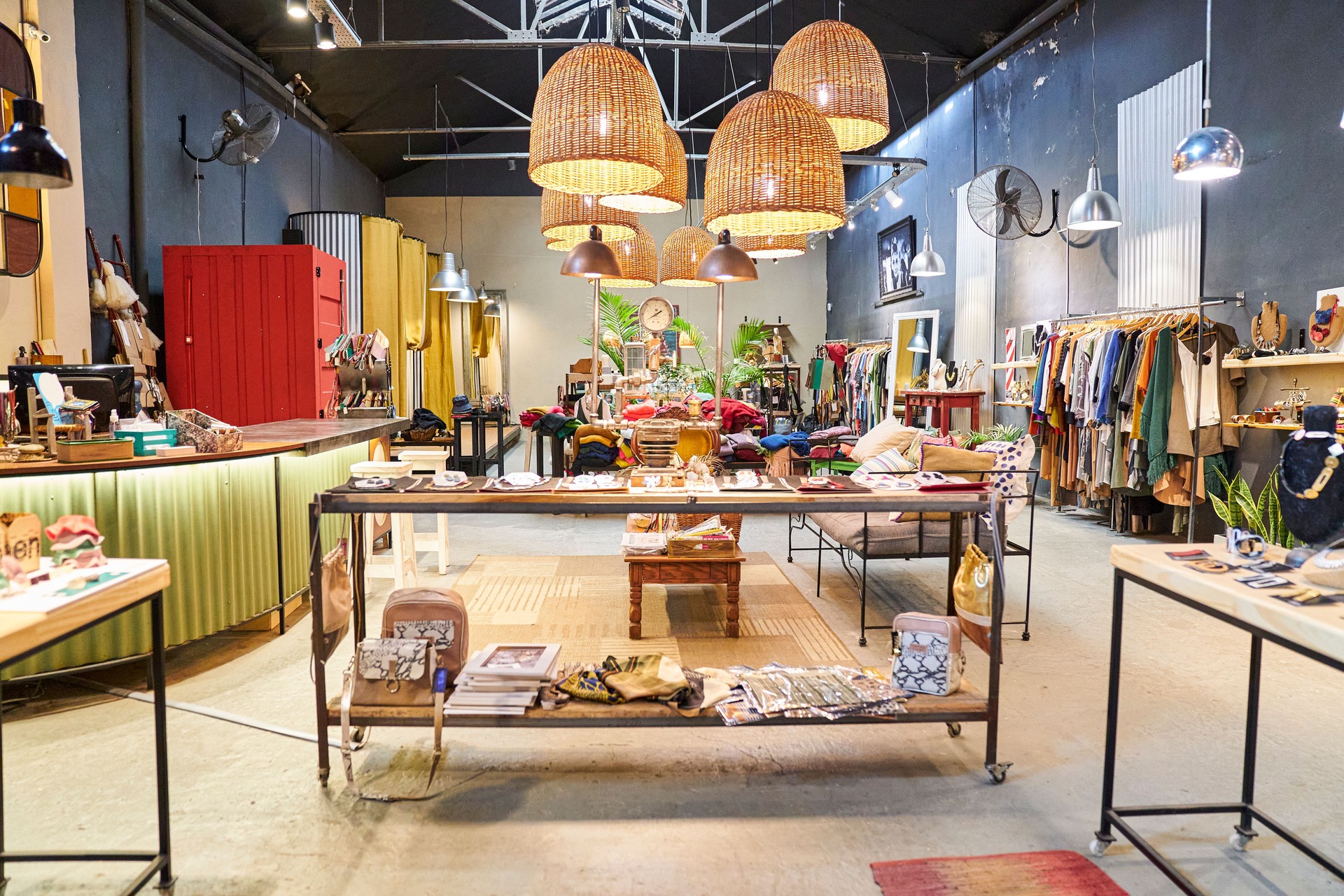 Wide view of Interior of clothing boutique